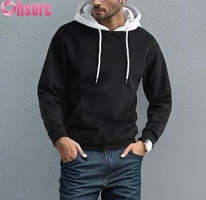Mensen Casual Long Sleeve Pullover Hoodie Sweatshirt met voorzak Contrast Kleur Hood Design