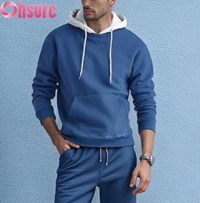 Mensen Casual Long Sleeve Pullover Hoodie Sweatshirt met voorzak Contrast Kleur Hood Design