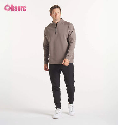 Hoge Kwaliteit Custom Borduurwerk Heren Oversized French Terry Crew Neck Sweatshirt & Zware Kwart Zip Hoodie Effen Patroon
