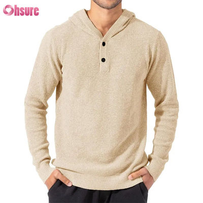 Groothandel Sport Goed Design Super Mode Hoge Kwaliteit Tops Zachte Gebreide Wol Kasjmier Hoodie Met Knopen voor Heren Met Mesh-voering