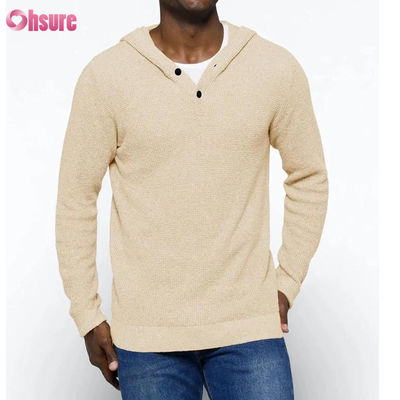 Groothandel Sport Goed Design Super Mode Hoge Kwaliteit Tops Zachte Gebreide Wol Kasjmier Hoodie Met Knopen voor Heren Met Mesh-voering