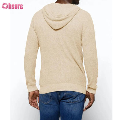 Groothandel Sport Goed Design Super Mode Hoge Kwaliteit Tops Zachte Gebreide Wol Kasjmier Hoodie Met Knopen voor Heren Met Mesh-voering