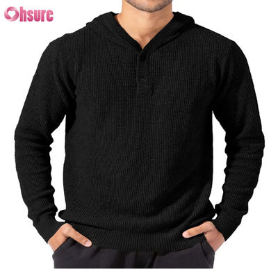 Groothandel Sport Goed Design Super Mode Hoge Kwaliteit Tops Zachte Gebreide Wol Kasjmier Hoodie Met Knopen voor Heren Met Mesh-voering