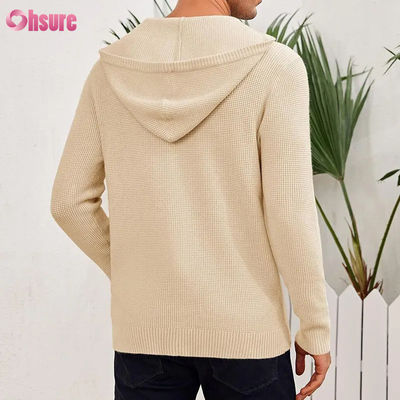 Groothandel Sport Goed Design Super Mode Hoge Kwaliteit Tops Zachte Gebreide Wol Kasjmier Hoodie Met Knopen voor Heren Met Mesh-voering