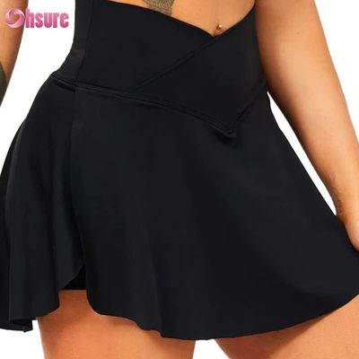 2 in 1 Losse Sportshorts Hoge Taille Zachte Draag Design Gymkleding voor Dames
