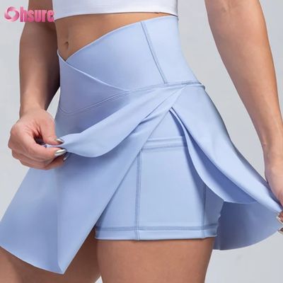 2 in 1 Losse Sportshorts Hoge Taille Zachte Draag Design Gymkleding voor Dames