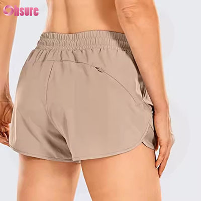 Vrouwen Yoga & Running Short High Waist Quick Dry Gym Athletic Shorts Met Zip Back Pocket Skinny Casual Stijl Draad