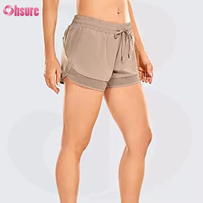 Vrouwen Yoga & Running Short High Waist Quick Dry Gym Athletic Shorts Met Zip Back Pocket Skinny Casual Stijl Draad