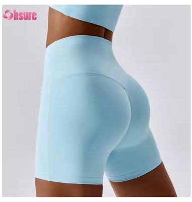 Snoepkleur Sneldrogende Nude Yoga Shorts Heup Lift Hardloop Fitness Shorts Strakke Hoge Taille Sport Leggings
