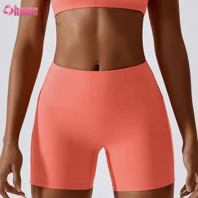 Snoepkleur Sneldrogende Nude Yoga Shorts Heup Lift Hardloop Fitness Shorts Strakke Hoge Taille Sport Leggings