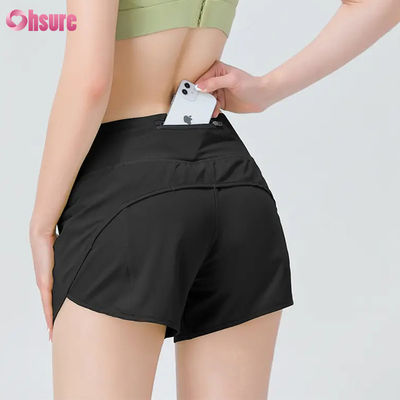 Mode Hoogkwaliteit Vrouwen Active Wear Shorts Athletic Wear Vrouwen Running Shorts Nylon Spandex Gym Sweat Shorts Met zakken