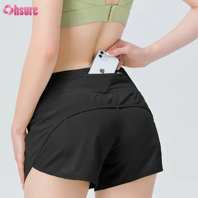 Mode Hoogkwaliteit Vrouwen Active Wear Shorts Athletic Wear Vrouwen Running Shorts Nylon Spandex Gym Sweat Shorts Met zakken
