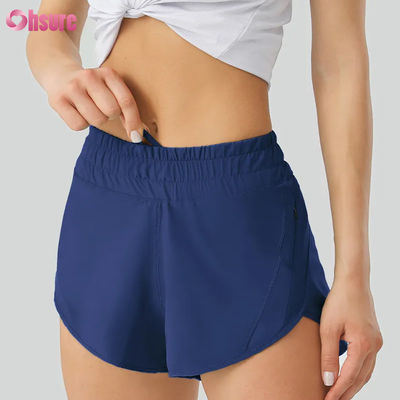 Vrouwen Yoga korte broek zeer ademend snel droog polyester trainingsbroek met elastische taillezakken voor sport en hardlopen