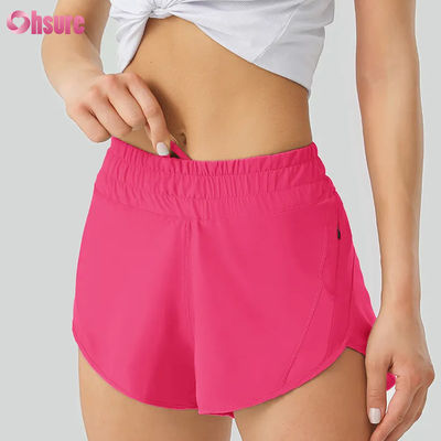 Vrouwen Yoga korte broek zeer ademend snel droog polyester trainingsbroek met elastische taillezakken voor sport en hardlopen