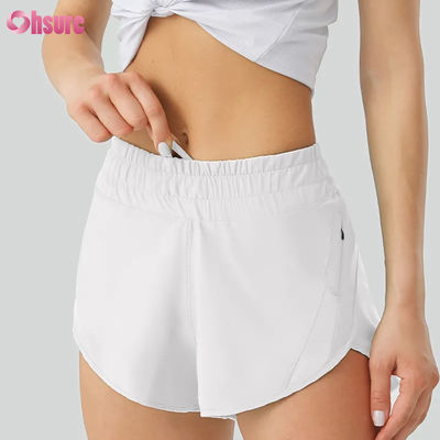 Vrouwen Yoga korte broek zeer ademend snel droog polyester trainingsbroek met elastische taillezakken voor sport en hardlopen