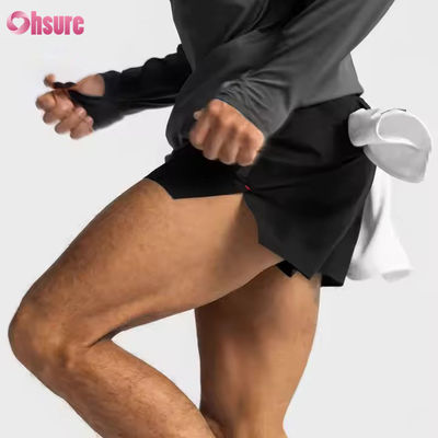 Op maat gesloten zakken Elastische taille Sport Actief dragen Mensen Jacquard Print Workout Running Gym Shorts