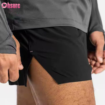 Op maat gesloten zakken Elastische taille Sport Actief dragen Mensen Jacquard Print Workout Running Gym Shorts
