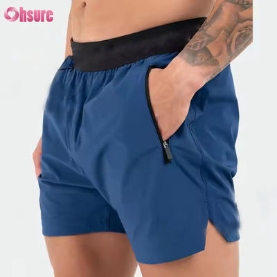 Aangepast logo op tailleband Polyester Zakken Split Zoom Voor Heren Sportieve Actieve Heren Workout Gym Atletische Shorts voor Heren