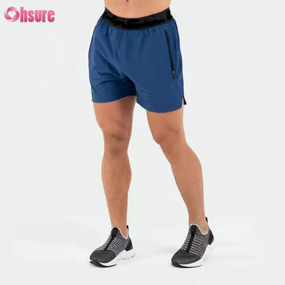 Aangepast logo op tailleband Polyester Zakken Split Zoom Voor Heren Sportieve Actieve Heren Workout Gym Atletische Shorts voor Heren
