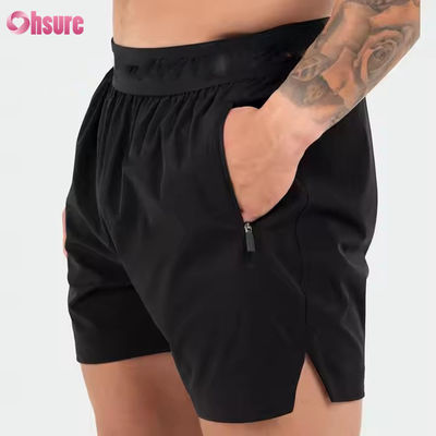 Aangepast logo op tailleband Polyester Zakken Split Zoom Voor Heren Sportieve Actieve Heren Workout Gym Atletische Shorts voor Heren
