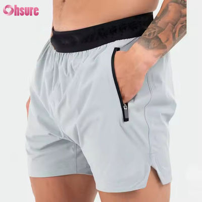 Aangepast logo op tailleband Polyester Zakken Split Zoom Voor Heren Sportieve Actieve Heren Workout Gym Atletische Shorts voor Heren