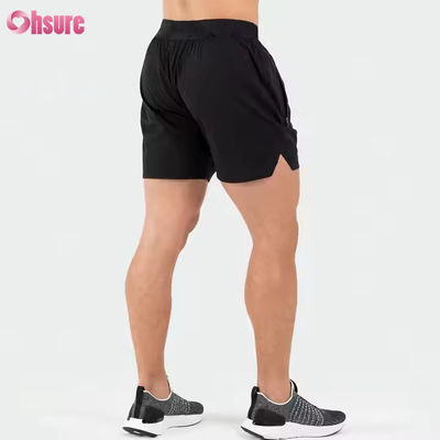 Aangepast logo op tailleband Polyester Zakken Split Zoom Voor Heren Sportieve Actieve Heren Workout Gym Atletische Shorts voor Heren