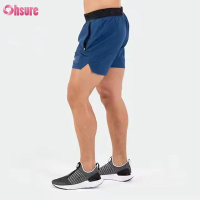 Aangepast logo op tailleband Polyester Zakken Split Zoom Voor Heren Sportieve Actieve Heren Workout Gym Atletische Shorts voor Heren