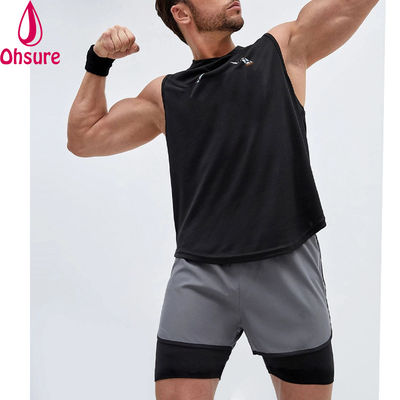Training mannen Reflectieve band trektouw Taille 2 in 1 Sport fitness shorts Workout shorts voor mannen