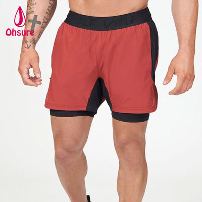 OEM Custom Logo Solid Colour Mensen Zomer Ademhalende trektouw Taille 2 in 1 Sportbroek