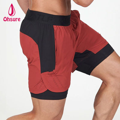 OEM Custom Logo Solid Colour Mensen Zomer Ademhalende trektouw Taille 2 in 1 Sportbroek