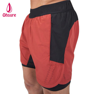 OEM Custom Logo Solid Colour Mensen Zomer Ademhalende trektouw Taille 2 in 1 Sportbroek