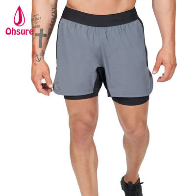 OEM Custom Logo Solid Colour Mensen Zomer Ademhalende trektouw Taille 2 in 1 Sportbroek