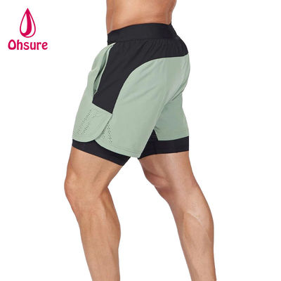 OEM Custom Logo Solid Colour Mensen Zomer Ademhalende trektouw Taille 2 in 1 Sportbroek