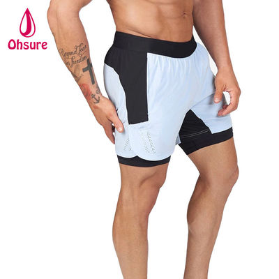 OEM Custom Logo Solid Colour Mensen Zomer Ademhalende trektouw Taille 2 in 1 Sportbroek