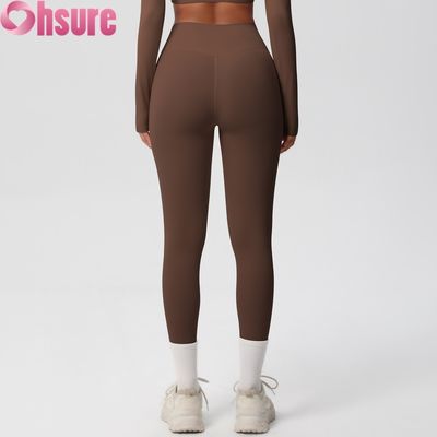 Hoge taille Butt-Lifting Workout Tights Elastische taille Fitness Yoga Leggings voor Outdoor Fietsen Squatproof Nude Pant Skin
