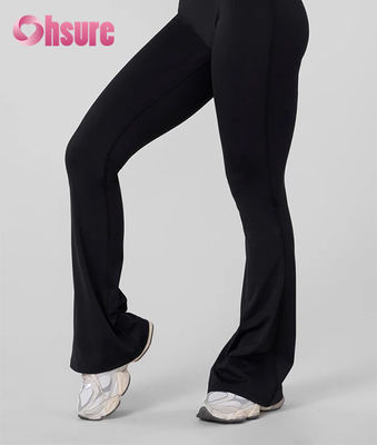 Dear-Lover Custom Logo Dames Hoge Taille Yoga Leggings Zwart Effen Tailleband Beide Zijzakken Vochtregulerend Workout Yoga