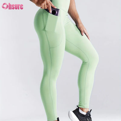 Sneldrogende hoge taille hoge taille sportfitness leggings kontlift yoga leggings vrouwen kant zakbroek