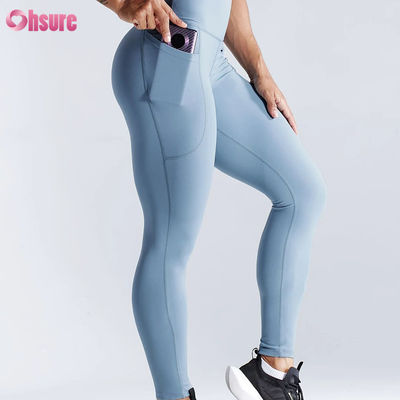 Sneldrogende hoge taille hoge taille sportfitness leggings kontlift yoga leggings vrouwen kant zakbroek