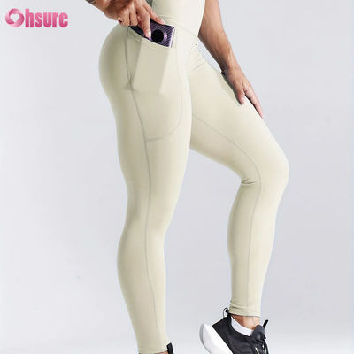 Sneldrogende hoge taille hoge taille sportfitness leggings kontlift yoga leggings vrouwen kant zakbroek