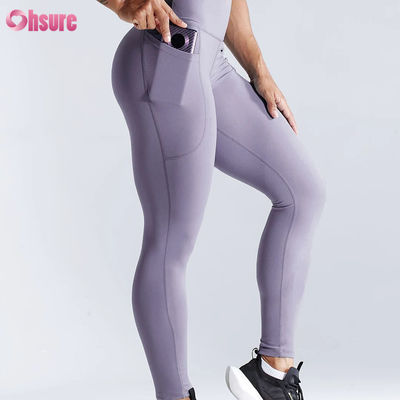 Sneldrogende hoge taille hoge taille sportfitness leggings kontlift yoga leggings vrouwen kant zakbroek