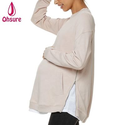 Zwangere winterkleding plus size borstvoedingskleding zachte fleece voedingshoodie met zijrits Zwangerschapstrui Dames