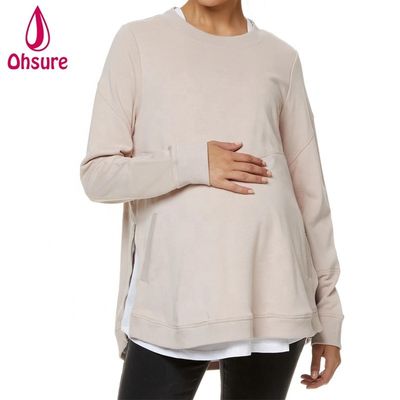 Zwangere winterkleding plus size borstvoedingskleding zachte fleece voedingshoodie met zijrits Zwangerschapstrui Dames