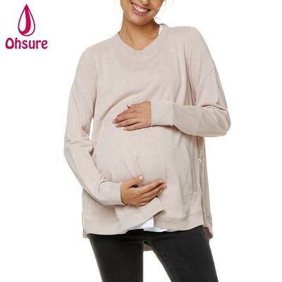 Zwangere winterkleding plus size borstvoedingskleding zachte fleece voedingshoodie met zijrits Zwangerschapstrui Dames