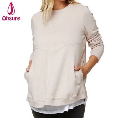 Zwangere winterkleding plus size borstvoedingskleding zachte fleece voedingshoodie met zijrits Zwangerschapstrui Dames