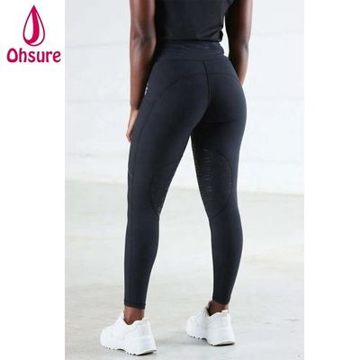 Ademende, zweetabsorberende paardensportbroek met hoge taille en volledig zitvlak van siliconen voor dames