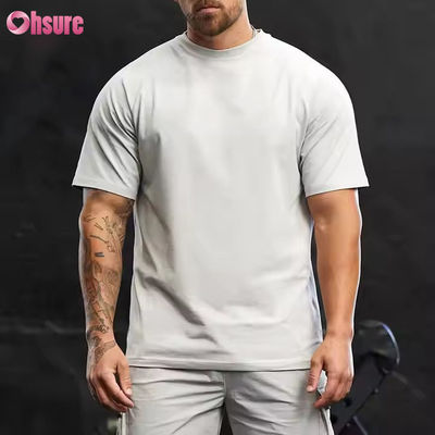 Aangepaste 95% Katoen Spandex Crew Neck Korte Raglan Mouw Relaxte Pasvorm Training Gym T-shirt voor Heren