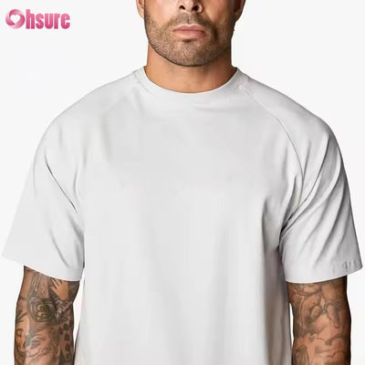 Aangepaste 95% Katoen Spandex Crew Neck Korte Raglan Mouw Relaxte Pasvorm Training Gym T-shirt voor Heren