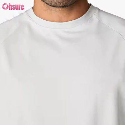 Aangepaste 95% Katoen Spandex Crew Neck Korte Raglan Mouw Relaxte Pasvorm Training Gym T-shirt voor Heren