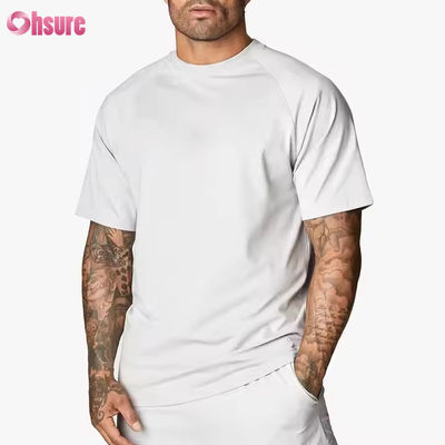 Aangepaste 95% Katoen Spandex Crew Neck Korte Raglan Mouw Relaxte Pasvorm Training Gym T-shirt voor Heren