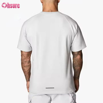 Aangepaste 95% Katoen Spandex Crew Neck Korte Raglan Mouw Relaxte Pasvorm Training Gym T-shirt voor Heren